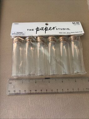 The Paper Studio Clear Glass Vial Jars with Cork Stoppers - Set of 6